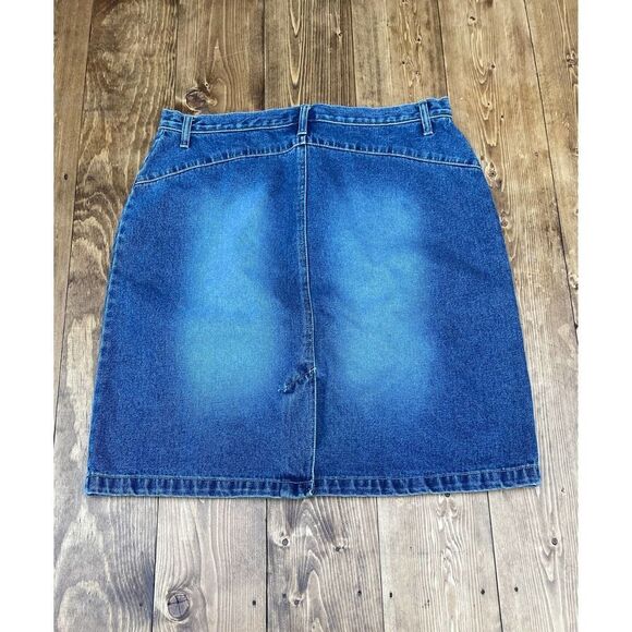 Vintage Faded Glory Western Cow Girl Style Blue Denim Skirt Women's 14 - Picture 2 of 8